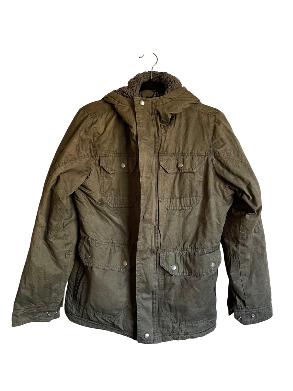 KÜHL Projekt Luna Parka Hooded Field Jacket Sherpa Lining Light Camo Pattern